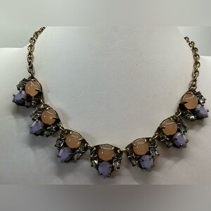 VIVI LOVE BLUSH AND LAVENDER PURPLE CABO CHUNKT STATEMENT NECKLACE GOLDTONE NWT